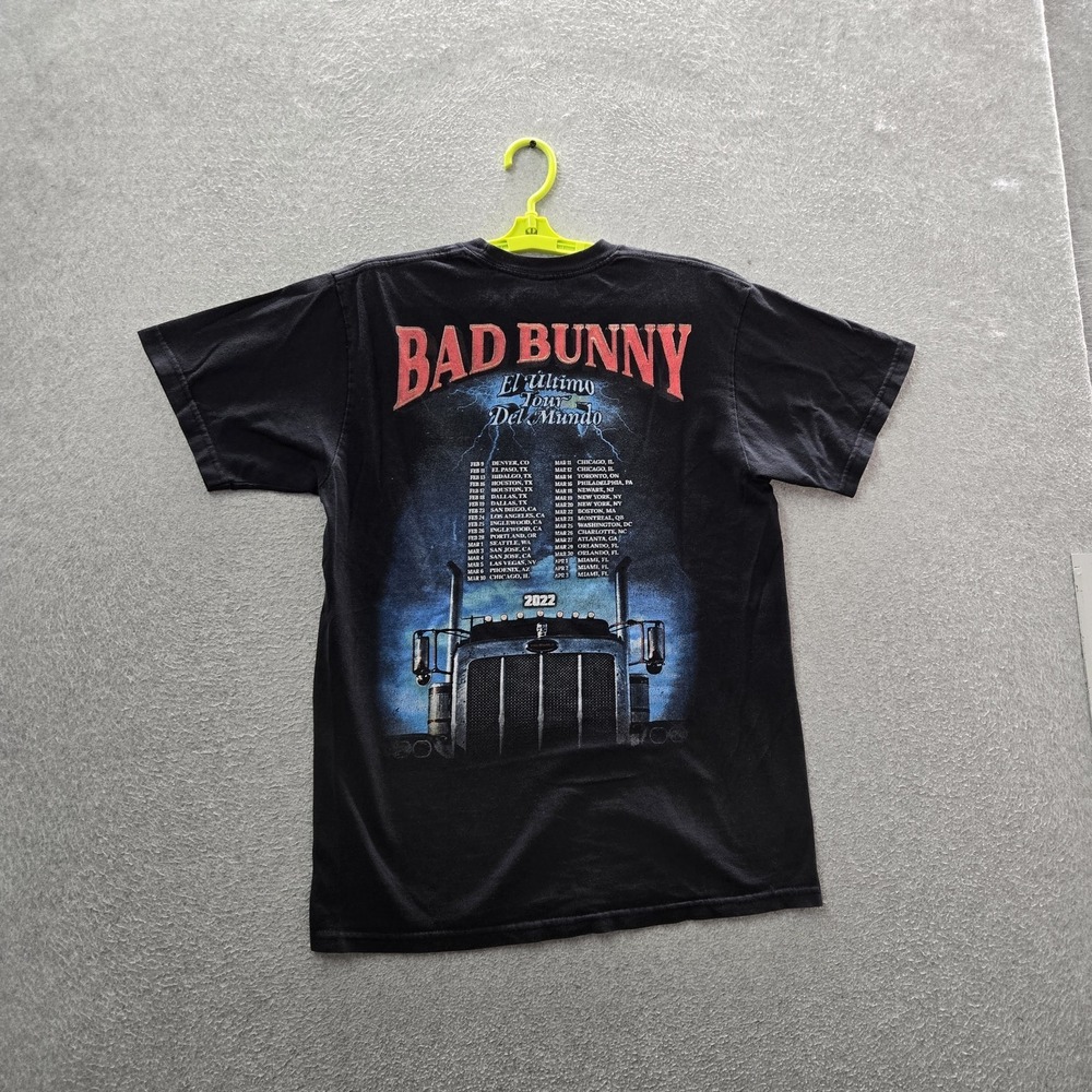 Bad Bunny Men Shirt M Black El Ultimo Tour Del Mundo Tour Logo Short Sleeve
